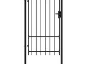 Fence Gate Single Door with Spike Top Steel 1x1.75 m Black