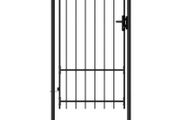 Fence Gate Single Door with Spike Top Steel 1x1.75 m Black