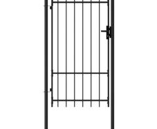 Fence Gate Single Door with Spike Top Steel 1x1.75 m Black