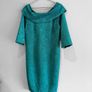 Pre Owned Coco Doll Teal Jacquard Off-The-Shoulder Cocktail Dress Image 5