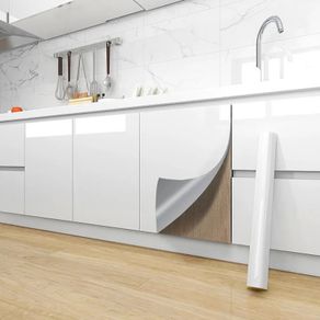 Pearl White DIY Decorative Sticker Film PVC Self Adhesive Wall Paper Furniture Renovation Stickers Kitchen Cabinet Counter Waterproof Wallpaper Press Wrap