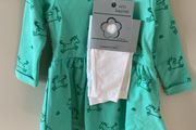 Green glitter unicorn and shamrock dress &amp; white leggings set 6-9months brand new with tags