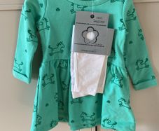 Green glitter unicorn and shamrock dress & white leggings set 6-9months brand new with tags