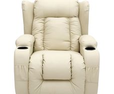 Caesar Leather Swivel Recliner Chair with Massage and Heat in Cream