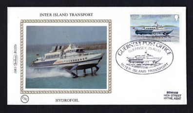 1981 Guernsey Benham Silke Cover showing Inter Island Transport Hydrofoil tying 18p Hydrofoil Commemorative stamp