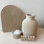 Modern 3D Printed Ribbed Home Decor Set - Minimalist Vase & Planter Image 2