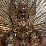 Vintage Brass Fireplace Screen Fan Gargoyle Peacock Griffin Image 6