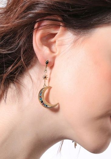 Star Starburst Moon Drop Dangle Earrings