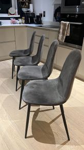 4 Grey Velvet Chairs