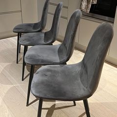 4 Grey Velvet Chairs