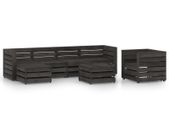 7 Piece Garden Lounge Set Grey Impregnated Pinewood
