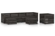 7 Piece Garden Lounge Set Grey Impregnated Pinewood