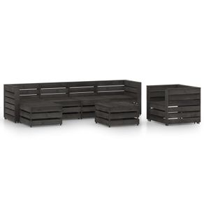 7 Piece Garden Lounge Set Grey Impregnated Pinewood