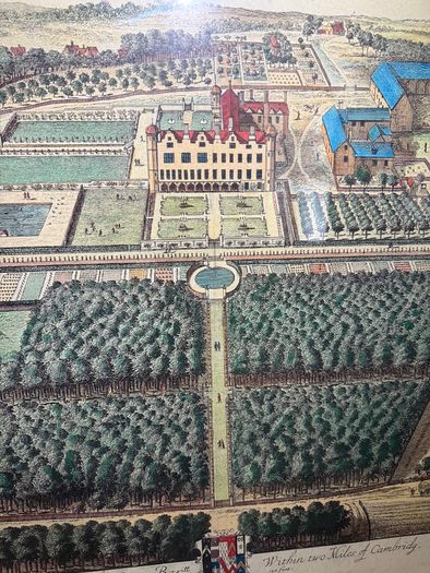 Pair of Very Large Reproduction Prints (4ft 6in x 3ft 9in) - Madingley Hall, Cambridge after Kip & Knyff (1707)