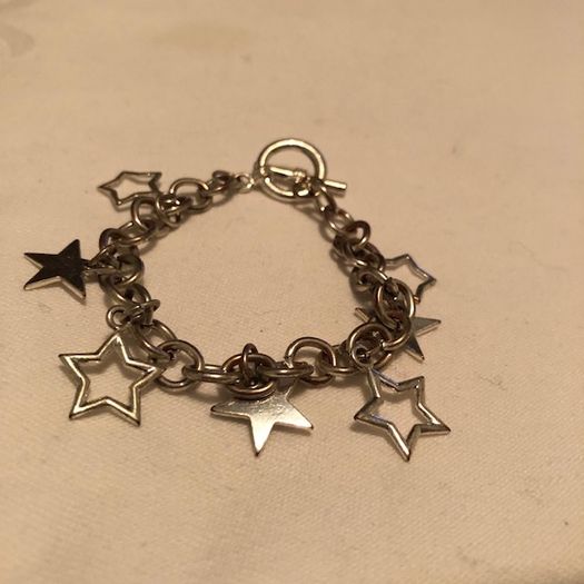 Heavy link chain bracelet with star charms