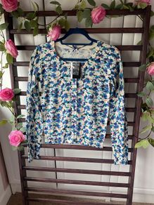 cardigan 100% cotton floral vintage inspired round neck cardigan uk 12