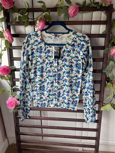 cardigan 100% cotton floral vintage inspired round neck cardigan uk 12