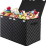 Kids Toy Box Storage Large, Black Foldable Chest for Girls Plush Toys, Fabric Basket Organiser Bins with Lids and Handles for Bedroom, Nursery, Clothes, Blankets, Children (FREE POSTAGE) Image 2