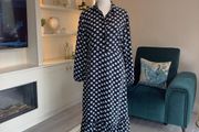 Ladies Black with Blue Polka Dot Long Dress from Primark. Size: Xs - UK 6-8 / EU 34-36