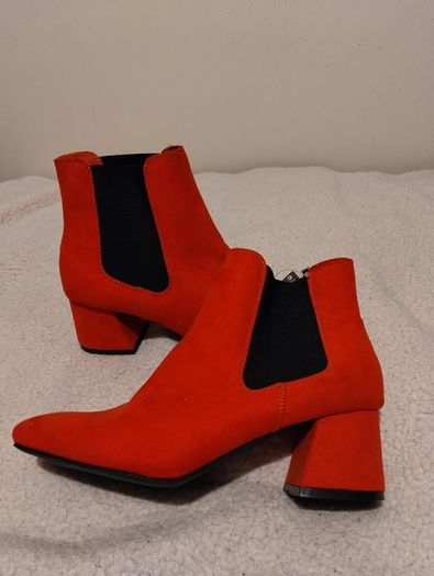 Red Suede Ankle Boots, new