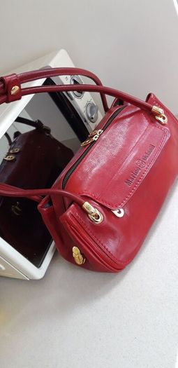 Marino Orlandi Genuine Italian Cherry Red Leather Shoulder/Hand Bag