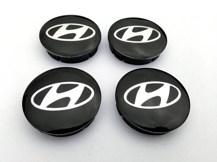 4x Hub Cover Center Wheel 60 56mm Hyundai Logo Badge Emblem Black Elantra Accent Tucson i40 Veloster IX20