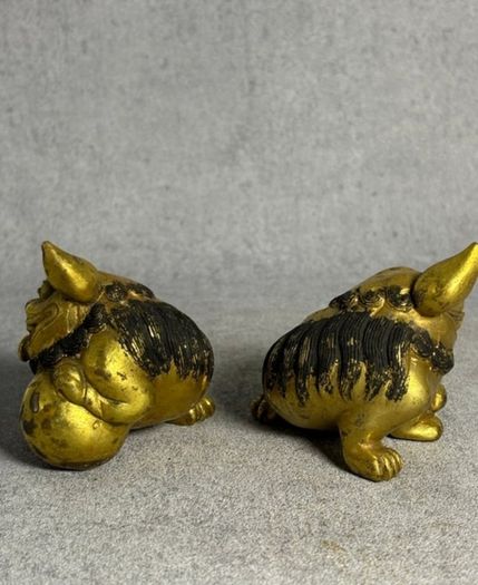 Guardian Lion statues - Gilt Bronze