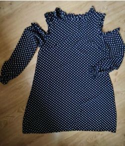 Navy Polka Dot Dress  Size 12