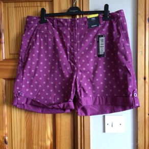 BNWTS Ladies M&S Purple Patterned 100% Cotton Shorts size 16 includes Postage