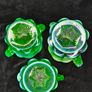 Vintage Mosser Green Opalescent Glass Creamer and Sugar Bowl Set Cherry Pattern Image 7