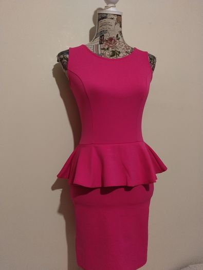 Evita Pink Peplum Dress, New With Tags