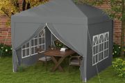 3 x 3 Meters Pop Up Water Resistant Gazebo Wedding Camping Party Tent Canopy Marquee with Carry Bag and 2 Windows, Grey