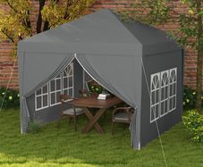 3 x 3 Meters Pop Up Water Resistant Gazebo Wedding Camping Party Tent Canopy Marquee with Carry Bag and 2 Windows, Grey