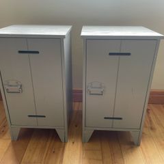 2 grey bedside lockers