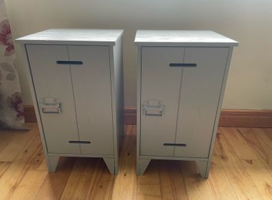 2 grey bedside lockers
