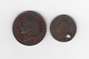 G.B. 1826, 2 coins,(one holed coin )(no 420)