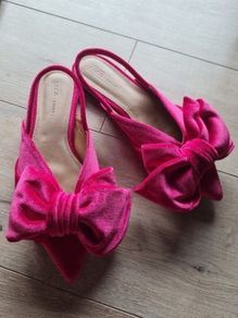 Asos Pink Velour Bow Slingback