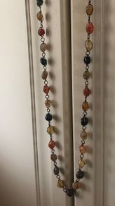 Natural Multi Coloured Wired Stone Necklace 40"