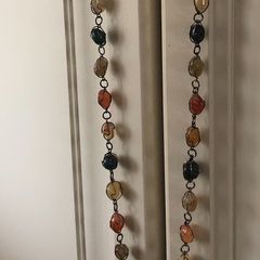 Natural Multi Coloured Wired Stone Necklace 40"
