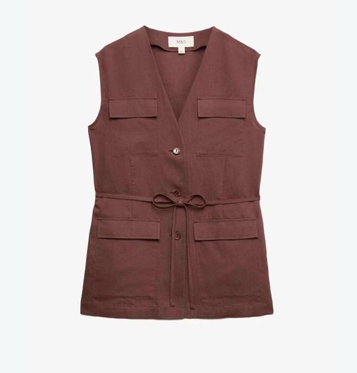 M&S linen wide trousers  utility waistcoat set