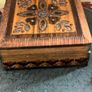 Vintage circa 1970 Hand-Carved Polish Wooden Jewellery Trinket Box Brass & Copper Inlay Image 6