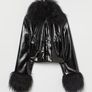 Brand new Faux-fur-trimmed cropped leather jacket, size 8 Image 2