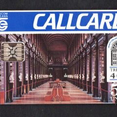 1992 Ireland 50 unit 400 Years of Trinity College's existence showing Trinity Library DameLane address (Schlumberger) Call Card Used. Telecom Eireann card number 1037