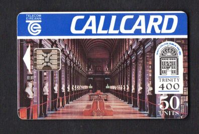 1992 Ireland 50 unit 400 Years of Trinity College's existence showing Trinity Library DameLane address (Schlumberger) Call Card Used. Telecom Eireann card number 1037