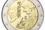 Netherlands 2 Euro Commemorative Coin 2011 -  500th Anniversary of the Publication of the World-famous Book Laus Stultitiae by Desiderus Erasmus.