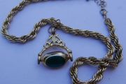 Vintage Gold Plated Lariat Necklace Jade Spinner