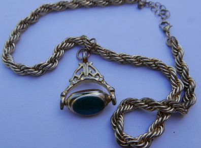 Vintage Gold Plated Lariat Necklace Jade Spinner