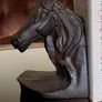 Set of 2 Textured Bronzed Metal Horse Head Bookends Image 3