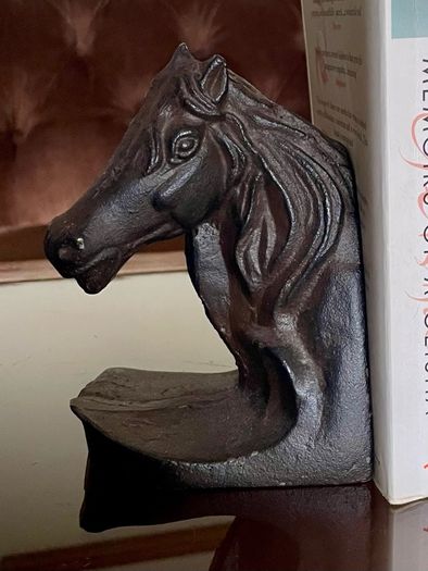 Set of 2 Textured Bronzed Metal Horse Head Bookends