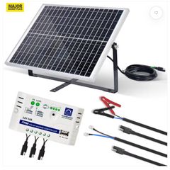 25W Solar Panel Kit with Controller Trickle Charger Maintainer for Car Boat Marine Trailer Automotive Trailer Truck Motorcycle